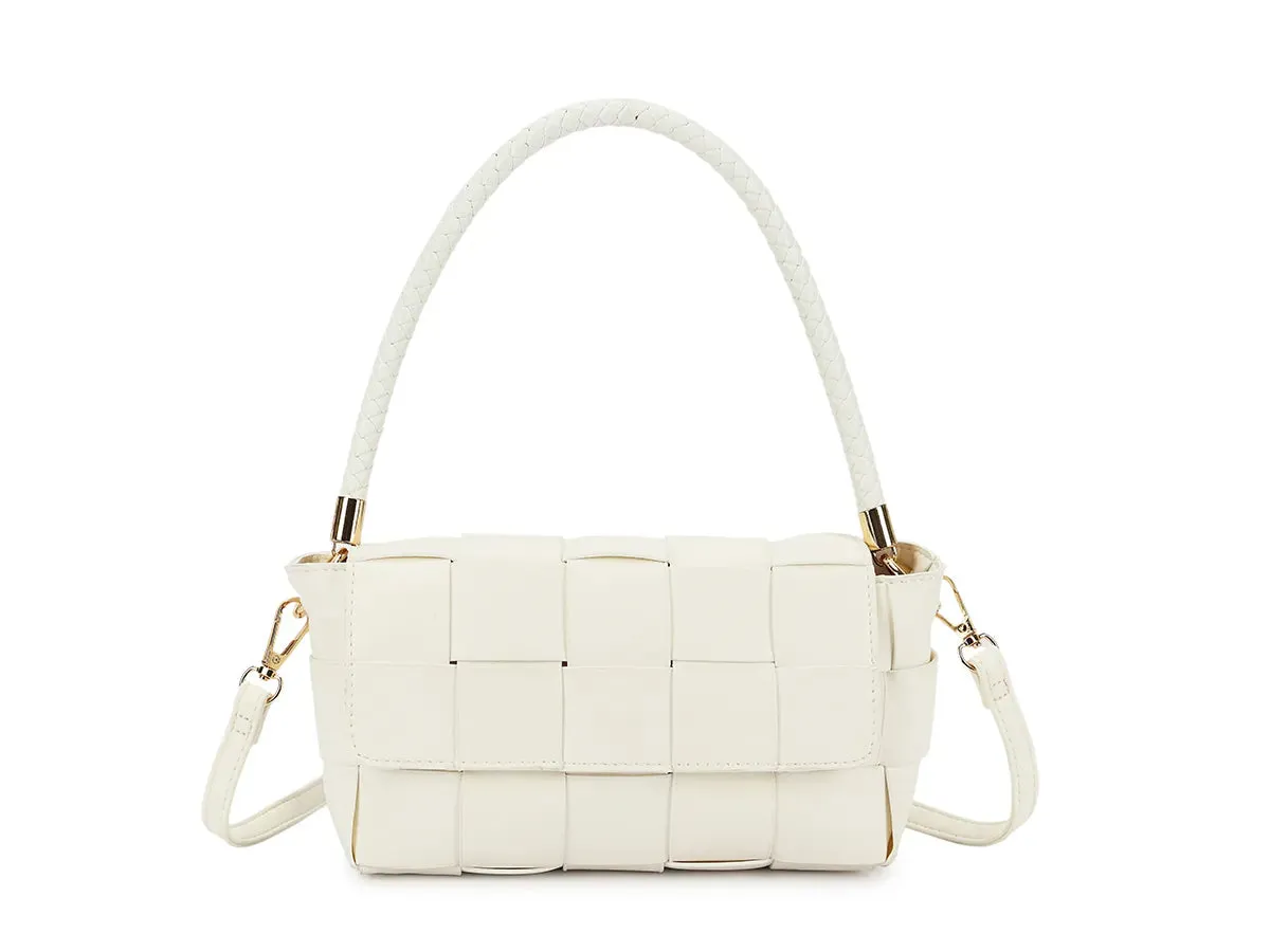 White Weave Quilted Handbag