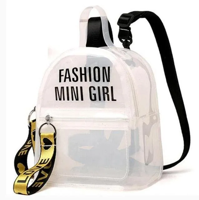 Women Mini Size Clear Transparent Backpack Student School Backpack Travel Bag Mochila Feminia