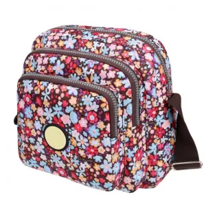 Women Nylon Small Square Floral Print One Shoulder Bag Messenger Bag