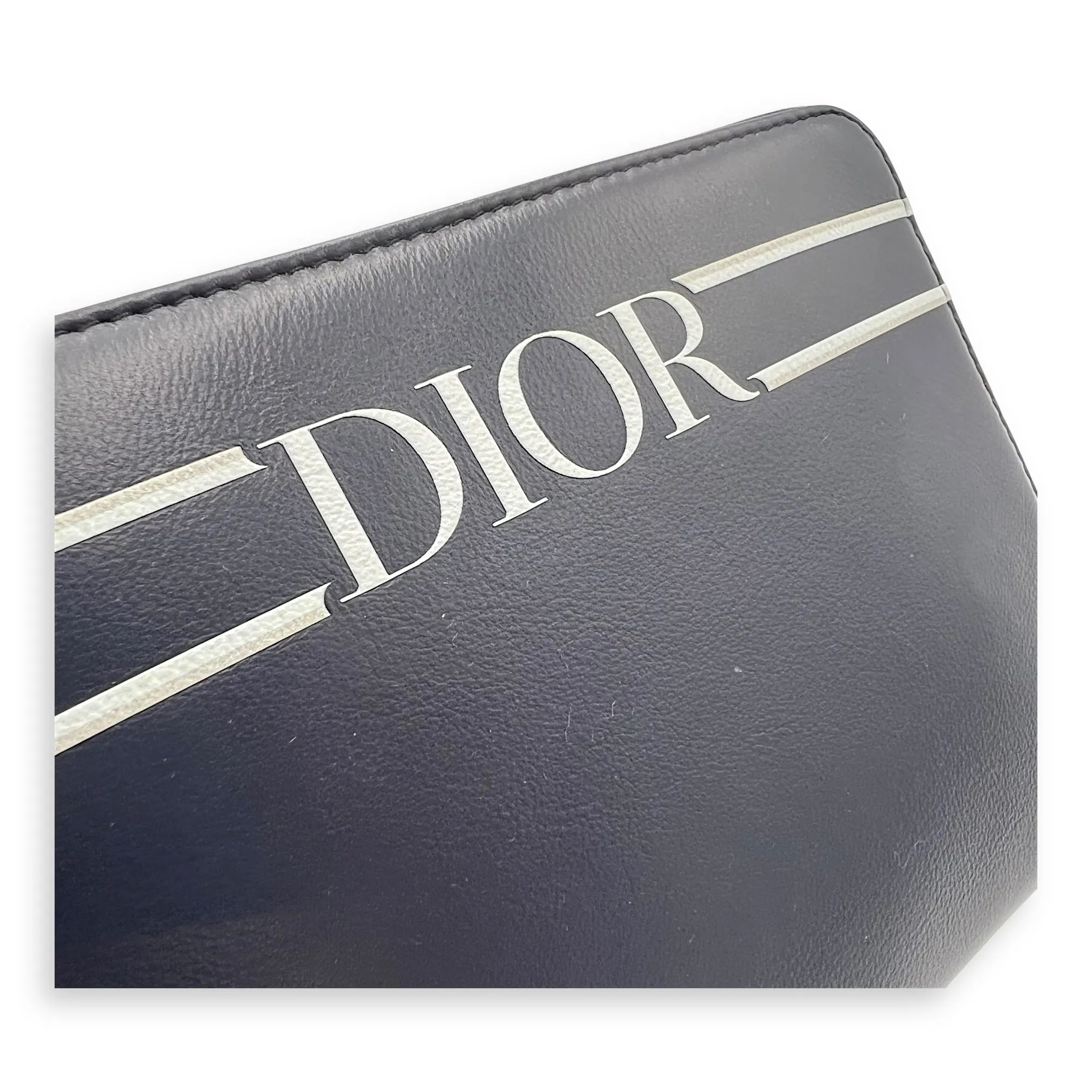 x Descente Double Zip Blue Crossbody Bag in Calfskin, Silver hardware