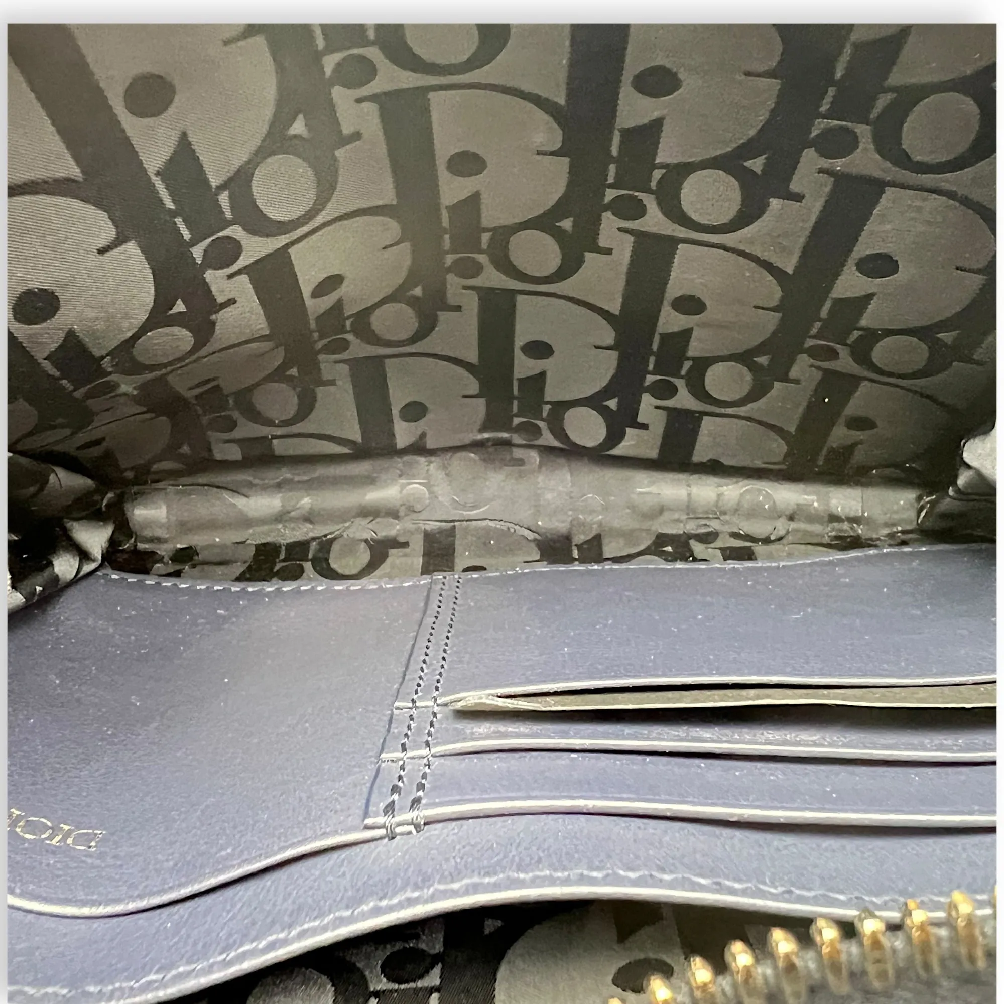 x Descente Double Zip Blue Crossbody Bag in Calfskin, Silver hardware