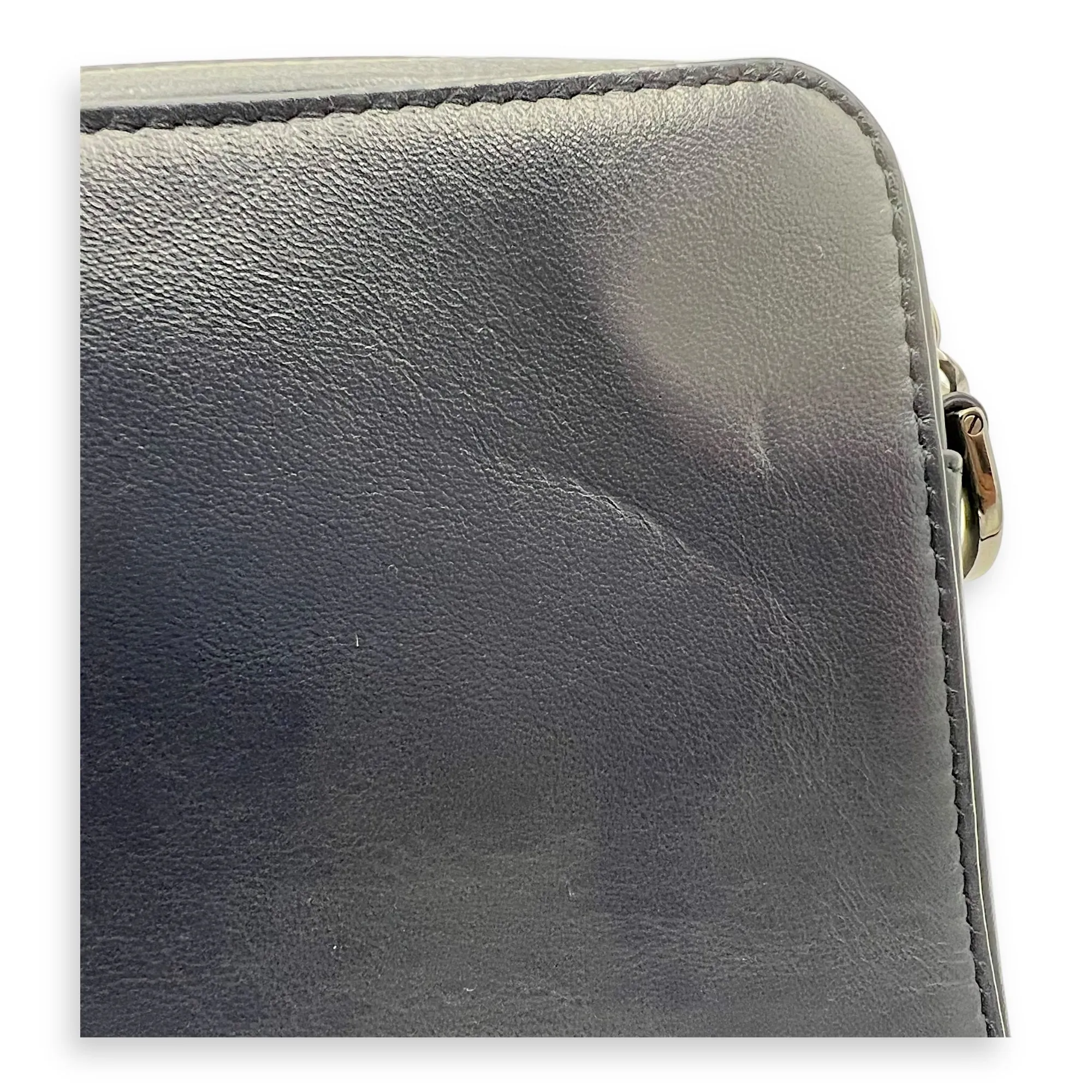 x Descente Double Zip Blue Crossbody Bag in Calfskin, Silver hardware