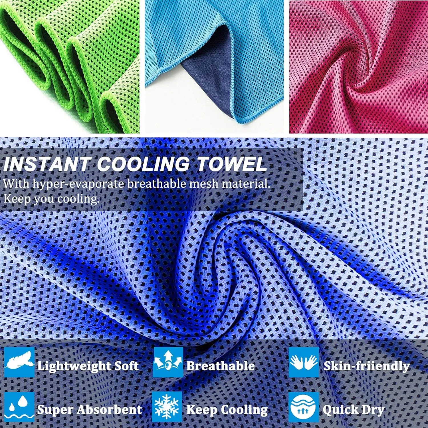YQXCC 4 Pack Cooling Towel (47"x12") Ice Towel for Neck, Microfiber Cool, Soft Breathable Chilly for Yoga, Sports, Golf, Gym, Camping, Running, Fitness, Workout & More Activities